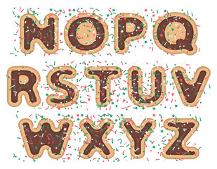 vector illustration of rounded numeral sign with bakery cookie and sprinkles topping stars, dots and lines