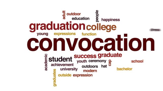 Convocation animated word cloud, text design animation.