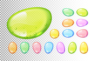 Set of vector colorful candy drops on transparent background