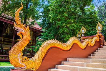 Fototapeta premium King of Nagas (serpent) in Wat Ratchakirihirunyaram, Phitsanulok, Thailand