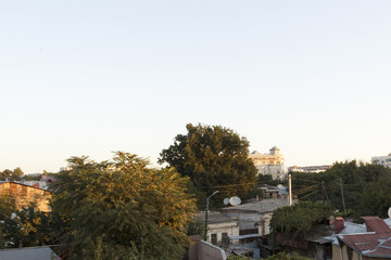 City slums smoothly pass into a modern city. Taskent.