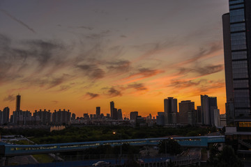 Obraz premium seoul city night, south korea by long exposure