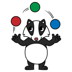Cartoon Badger Juggling Balls
