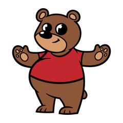 Cartoon Bear Wearing a T-Shirt