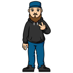 Cartoon Man Giving Peace Sign