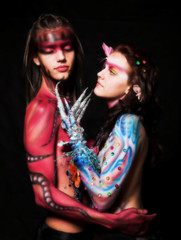 Fototapeta premium Loving couple with body art