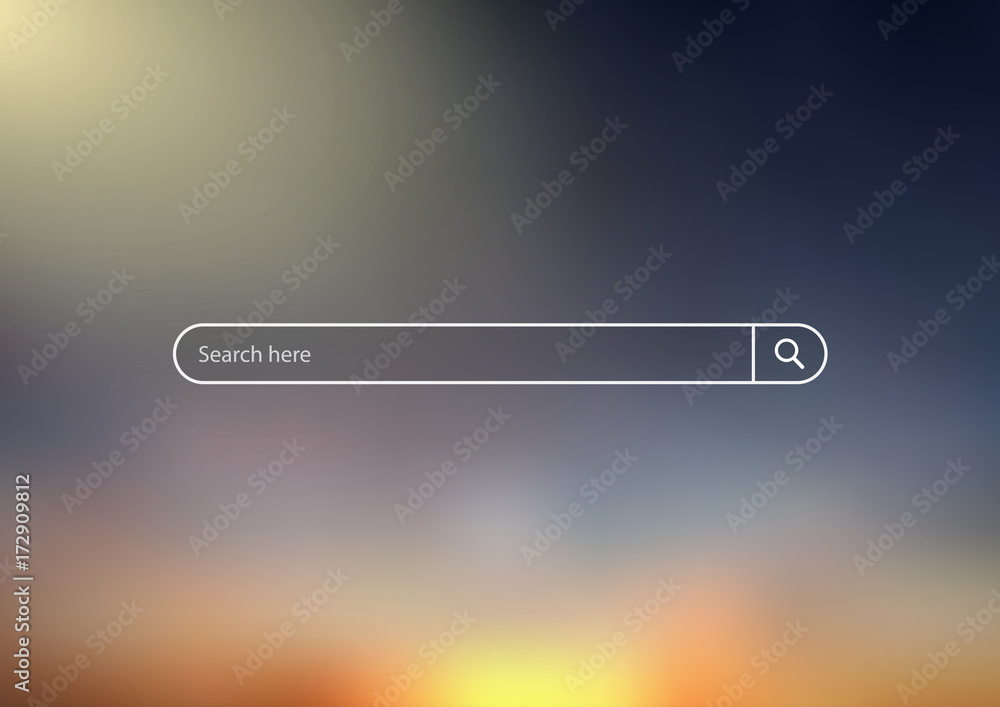 Poster search bar vector illustration on background of sky , simple search box field ui element