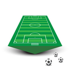 Green football field with lines and balls. Vector illustration