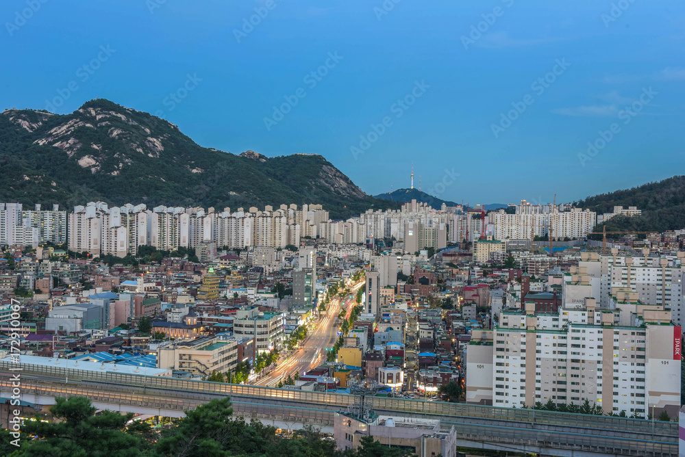 Wall mural seoul city night, skyline, south korea