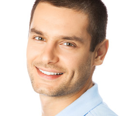 Obraz premium Cheerful young man, over white