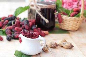 Mulberry juice and fresh mulberry is tasty