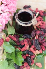 Mulberry juice and fresh mulberry is tasty