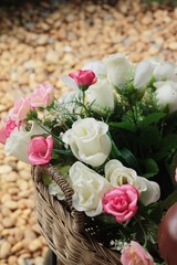 Beautiful vintage roses of artificial flowers