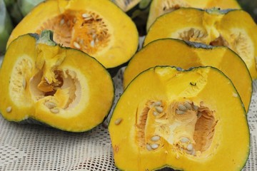 Fresh pumpkin for cooking in the market