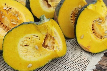 Fresh pumpkin for cooking in the market