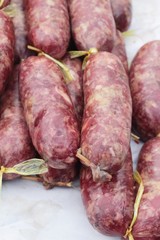 Sausage asia for cooking in the market
