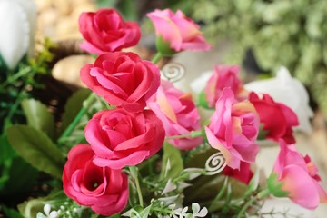 Beautiful vintage roses of artificial flowers