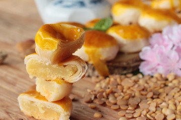 Festival moon cake - Chinese cake and tea
