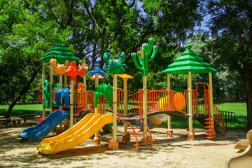 Fototapeta na wymiar colourful children playground equipment