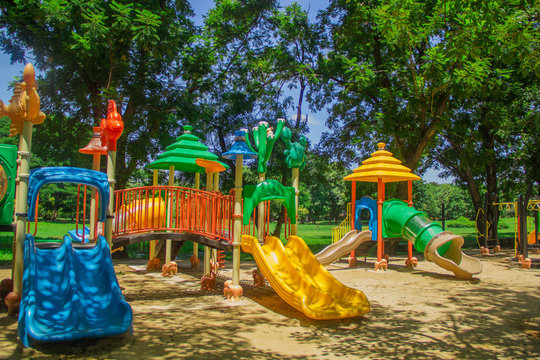 colourful children playground equipment