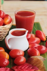 Tomato juice with fresh tomatoes is tasty