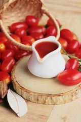 Tomato juice with fresh tomatoes is tasty