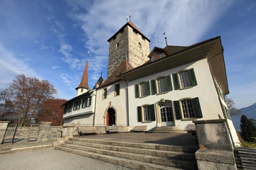Fototapeta na wymiar medieval Castle Spiez in Switzerland