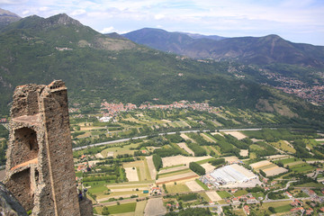 Susa valley viewed from Sacra di San Michele of Piedmont, Italy