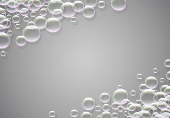Soap bubbles abstract background with rainbow colored airy foam
