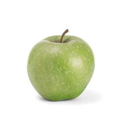 One green apple isolated on a white background clipping path.