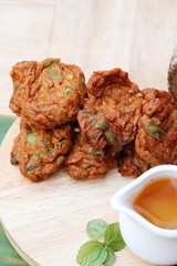 Fried fish cake with sauce is delicious