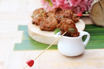 Fried fish cake with sauce is delicious