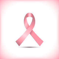 Pink awareness ribbon isolated on white background icon vector graphic design