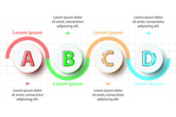 Four topics Colorful 3D paper circle on timeline for website presentation cover poster vector design infographic illustration concept