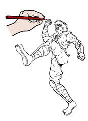 Running samurai warrior