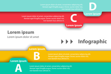 Four Colorful stripe tag with drop shadow on white background for presentation cover poster vector design infographic illustration concept