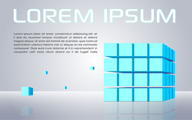 Vector abstract colorful background with blue cubes