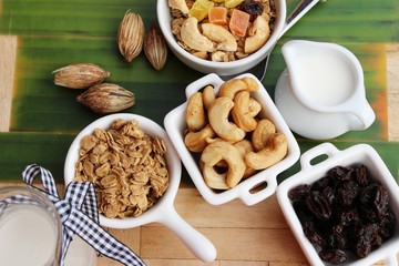 Granola cereal mix for health with milk