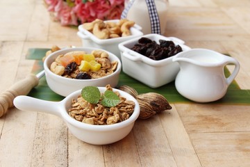 Granola cereal mix for health with milk