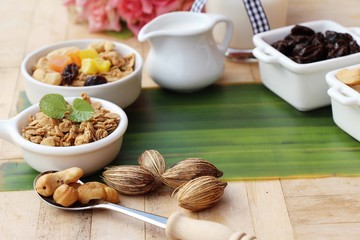 Granola cereal mix for health with milk