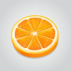 Orange slice realistic. Ripe fruit 3d illustration