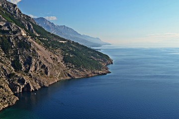 Panoramic sea view on Croatia coast and islands