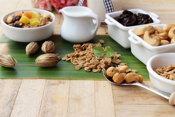 Granola cereal mix for health with milk