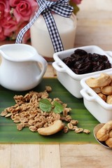 Granola cereal mix for health with milk