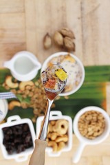 Granola cereal mix for health with milk