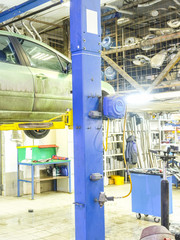 Interior of a car repair station