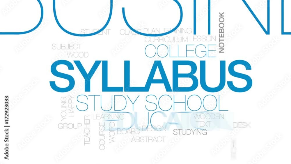 Poster syllabus animated word cloud, text design animation. kinetic typography.