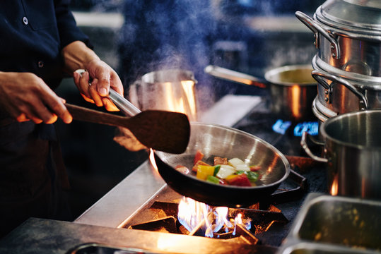 Frying vegetables