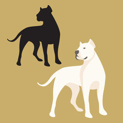 Argentine dog  vector illustration style flat black silhouette