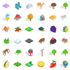 Fauna icons set, isometric style